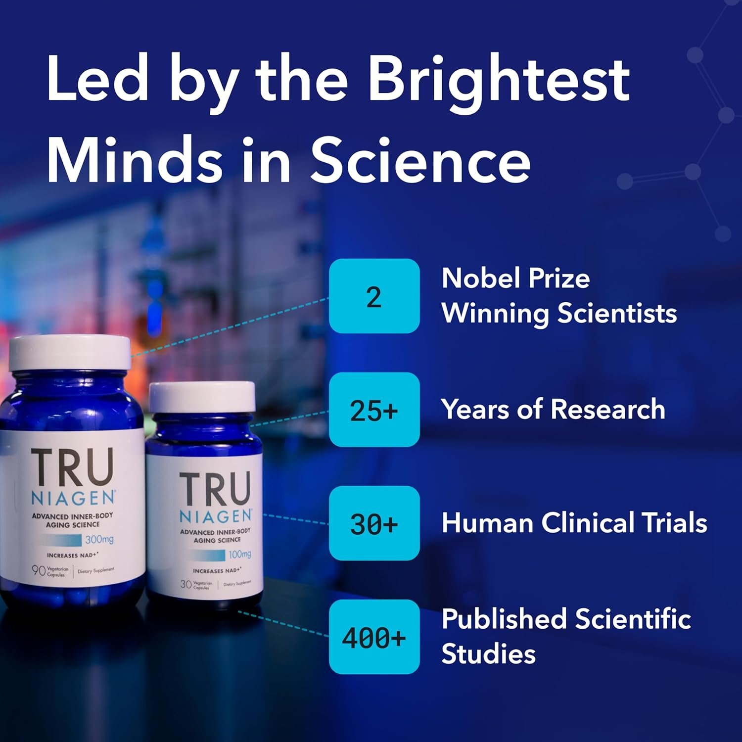 TRU NIAGEN Patented NAD+ Supplement for Anti Aging and Cell Regeneration, 300 mg Niagen, 90 Servings